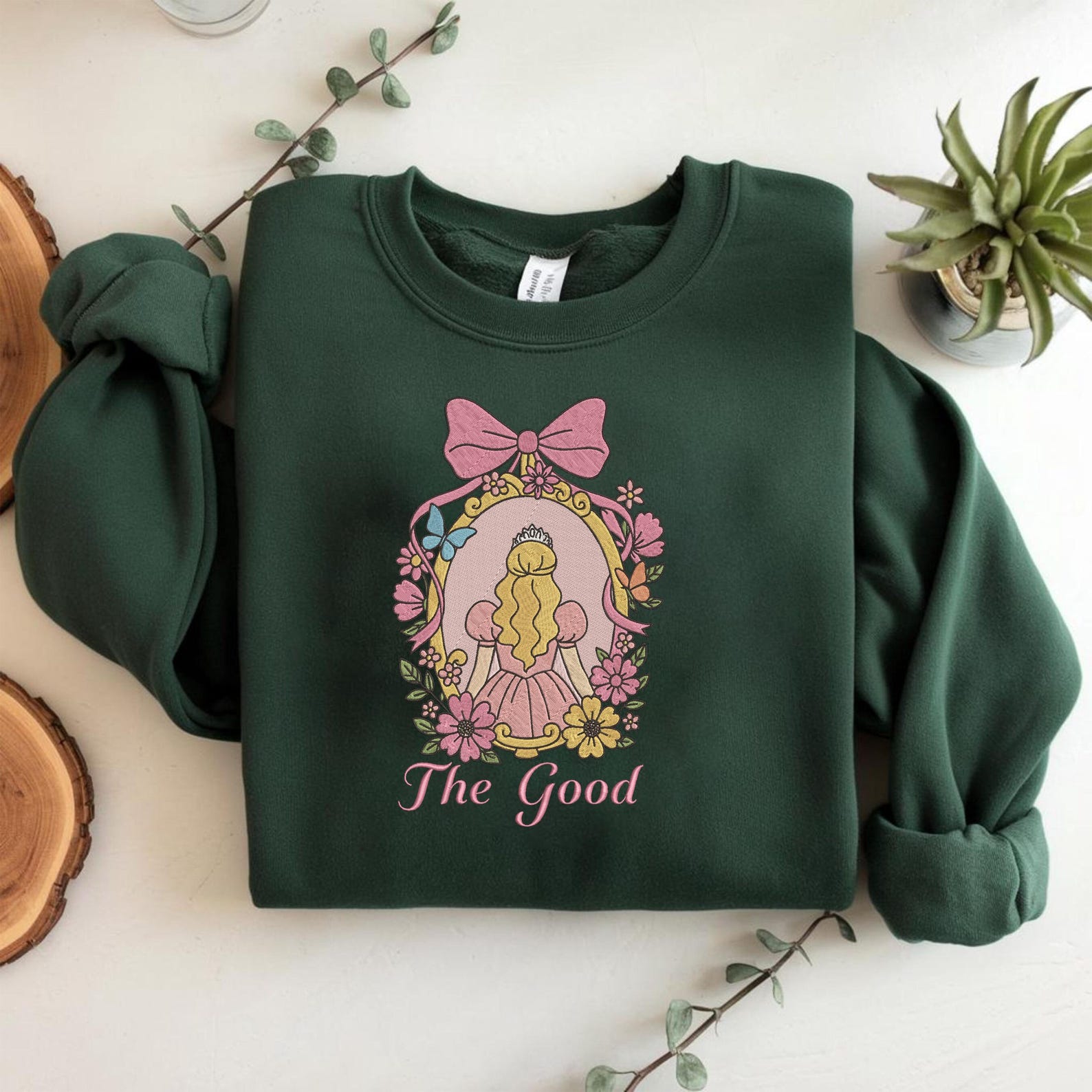 EMBROIDERED Coquette Bow Wicked Movie Pink & Green Sweatshirt, Changed For Good Shirt, Wizard Of Oz Shirt - Image 3