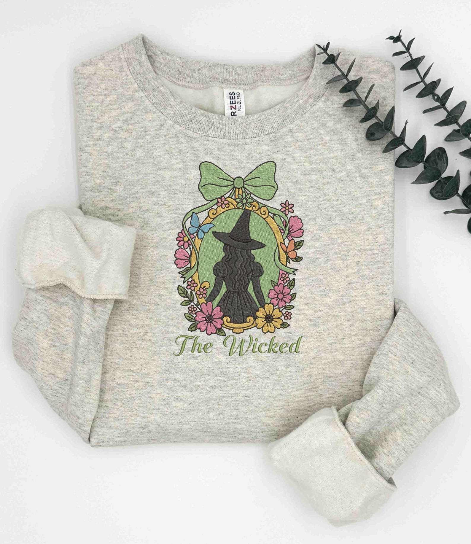 EMBROIDERED Coquette Bow Wicked Movie Pink & Green Sweatshirt, Changed For Good Shirt, Wizard Of Oz Shirt - Image 4