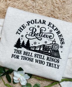 Polar Express Embroidered Sweatshirt: Cozy Vintage Crewneck Sweater, Merry Christmas Outfit, Holiday Gift Idea