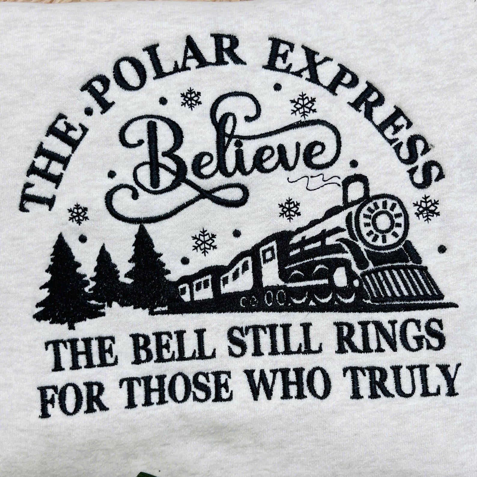 Polar Express Embroidered Sweatshirt: Cozy Vintage Crewneck Sweater, Merry Christmas Outfit, Holiday Gift Idea - Image 2