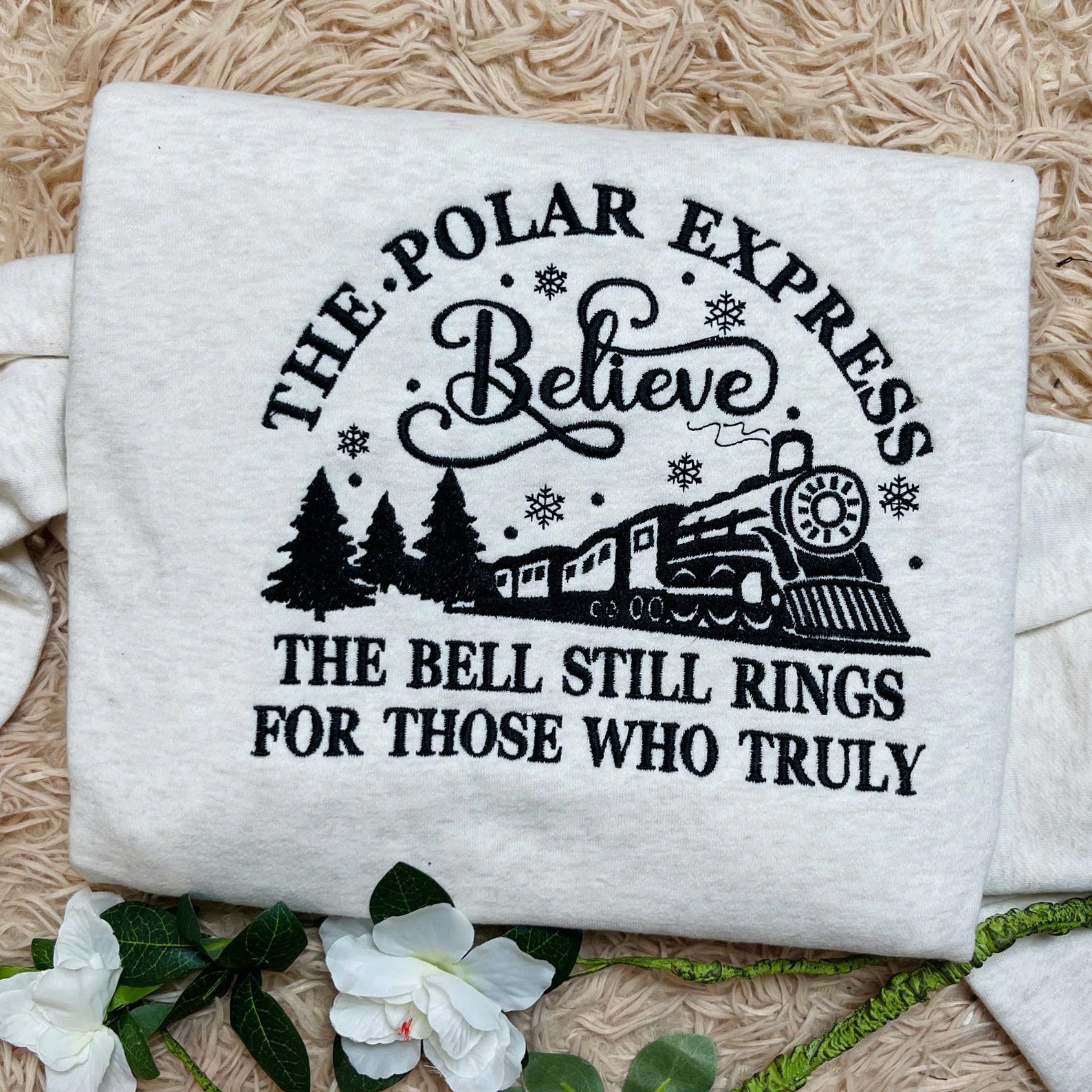 Polar Express Embroidered Sweatshirt: Cozy Vintage Crewneck Sweater, Merry Christmas Outfit, Holiday Gift Idea - Image 3