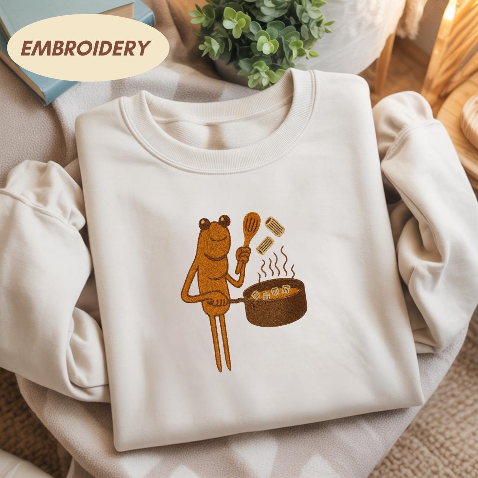 Embroidered Rigatoni Pasta We ll Make Some Together Shirt, Funny Marcus The Worm Sweatshirt, Worm Meme Hoodie, Funny Meme Brain Rot Shirt - Image 3