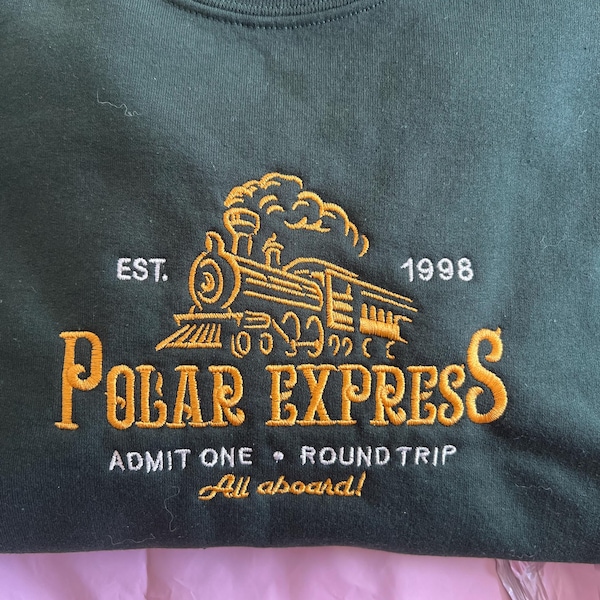 Polar Express Christmas Sweatshirt, Christmas Embroidered Sweatshirt, Polar Express Crewneck, Vintage Christmas Crewneck, Gift for Christmas - Image 2