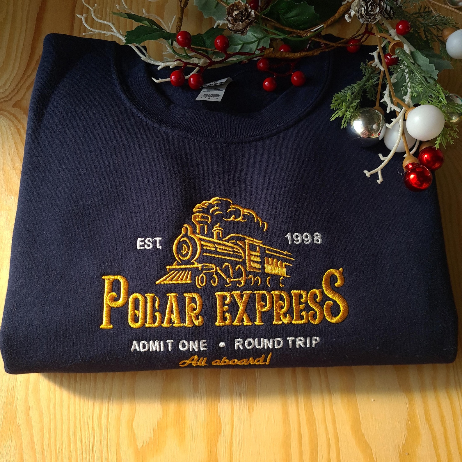 Polar Express Christmas Sweatshirt, Christmas Embroidered Sweatshirt, Polar Express Crewneck, Vintage Christmas Crewneck, Gift for Christmas - Image 3