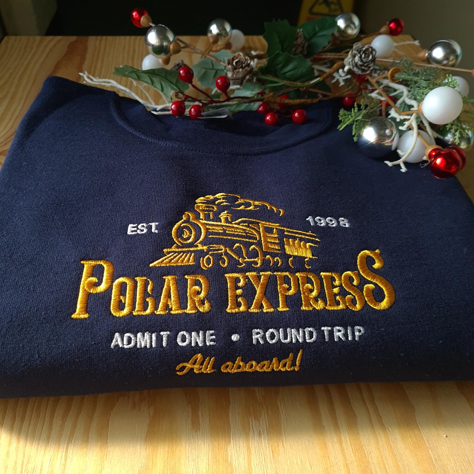 Polar Express Christmas Sweatshirt, Christmas Embroidered Sweatshirt, Polar Express Crewneck, Vintage Christmas Crewneck, Gift for Christmas - Image 4