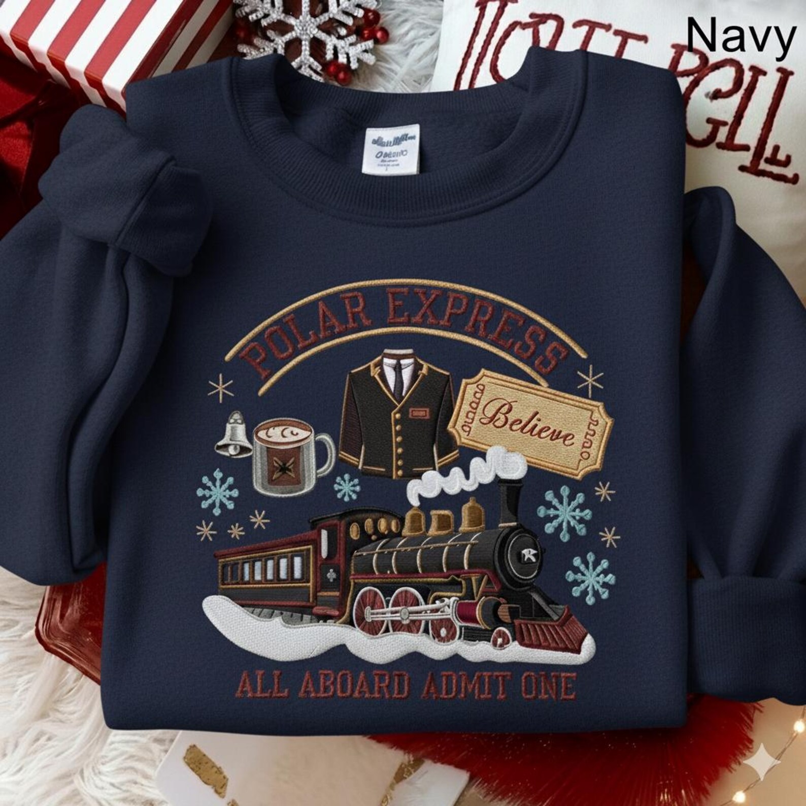 Embroidered Polar Express Sweatshirt, Funny Xmas Outfit, Christmas Family Vacation Tee, Kids Christmas Apparel, Polar Express Gift - Image 2