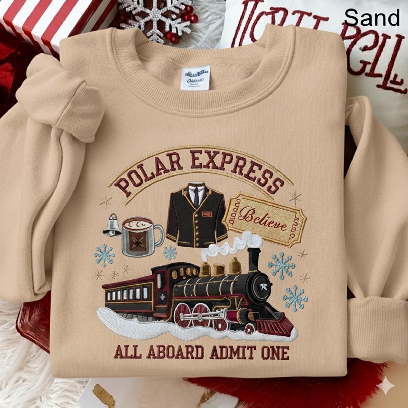 Embroidered Polar Express Sweatshirt, Funny Xmas Outfit, Christmas Family Vacation Tee, Kids Christmas Apparel, Polar Express Gift - Image 4