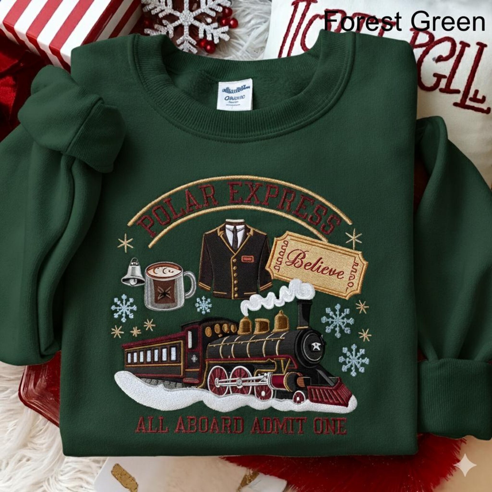 Embroidered Polar Express Sweatshirt, Funny Xmas Outfit, Christmas Family Vacation Tee, Kids Christmas Apparel, Polar Express Gift - Image 5