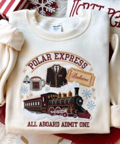 Embroidered Polar Express Sweatshirt, Funny Xmas Outfit, Christmas Family Vacation Tee, Kids Christmas Apparel, Polar Express Gift