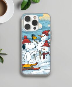 Alternative view of Winter Snow Scene snoopy Phone Case Watercolor Snowy Landscape Cover