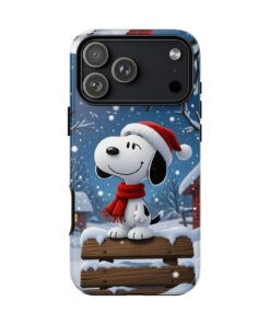 Phone Case, Winter Snoopy Tough Case - Holiday Gift for Dog Lovers, Cute Christmas Dog