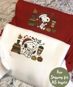 Embroidered Dog Christmas Sweatshirt, Fall Snoopy Crewneck, Holiday Dog Lover Gift, Cozy Winter Sweater, Cartoon Peanuts Sweatshirt