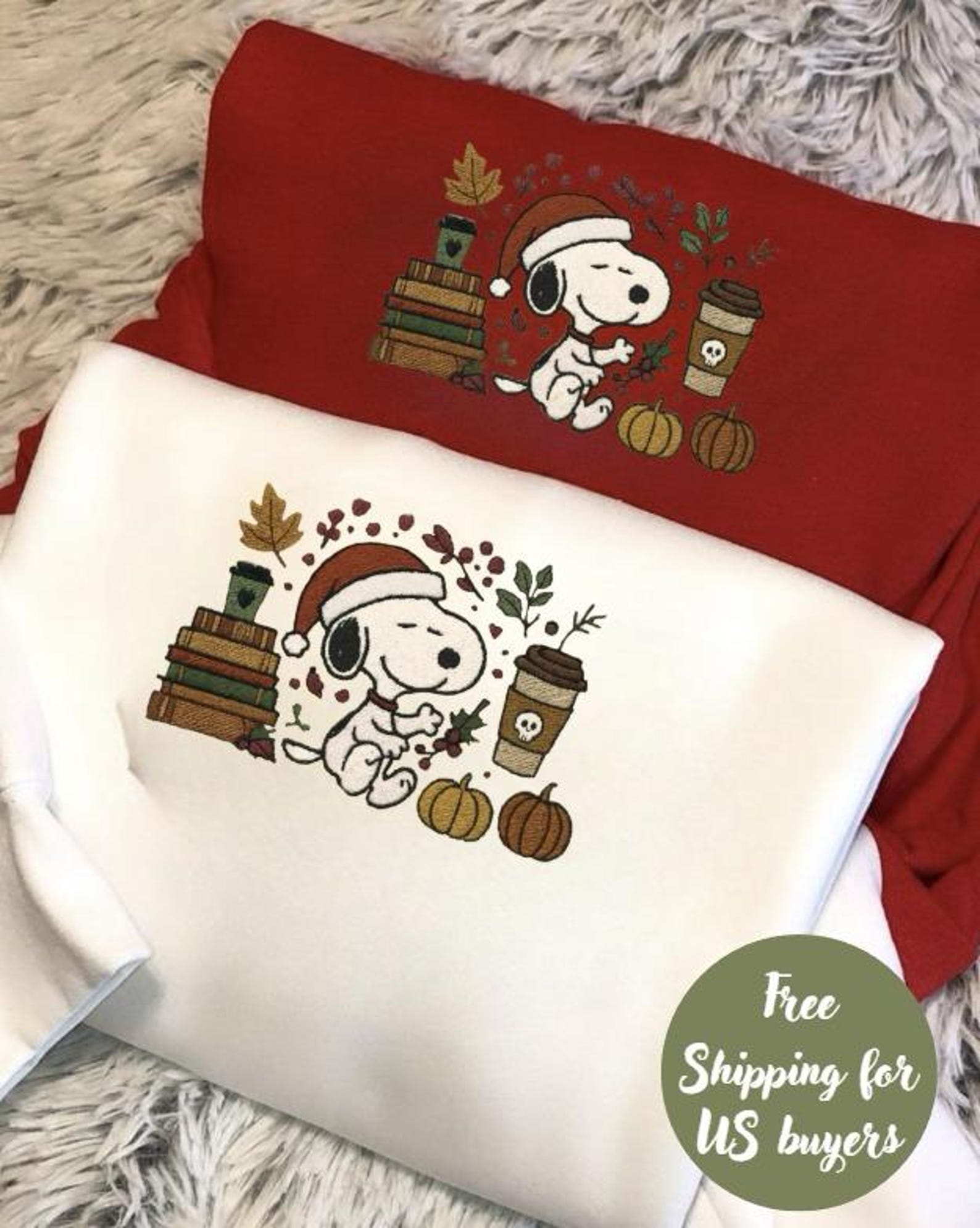 Embroidered Dog Christmas Sweatshirt, Fall Snoopy Crewneck, Holiday Dog Lover Gift, Cozy Winter Sweater, Cartoon Peanuts Sweatshirt