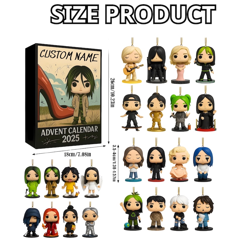 Billie Eilish Advent Calendar 2025, 24 Day Countdown Calendar with 24 Pcs 2D Acrylic Christmas Sewing-Themed Hanging Decoration Collectible - Image 4