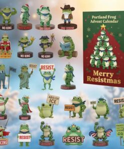 Merry Resistmas Frog Advent Calendar, Funny Political Frog Gift, 24 Mini Frog Figures, Xmas Countdown Decoration
