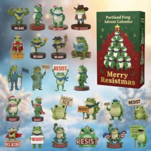 Merry Resistmas Frog Advent Calendar, Funny Political Frog Gift, 24 Mini Frog Figures, Xmas Countdown Decoration