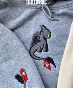 Alternative view of Night Fury and Light Fury Embroidered Sweatshirt, How To Train Dragon Embroidery Hoodie
