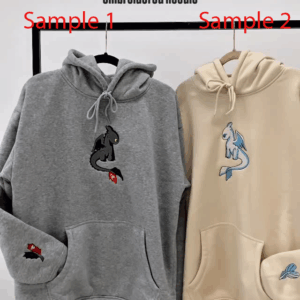 Night Fury and Light Fury Embroidered Sweatshirt, How To Train Dragon Embroidery Hoodie