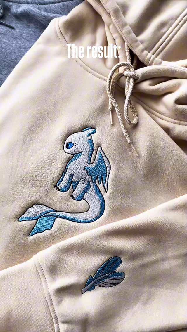 Night Fury and Light Fury Embroidered Sweatshirt, How To Train Dragon Embroidery Hoodie - Image 3