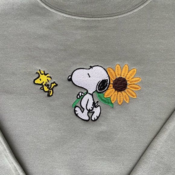 Snoopy Flower Embroidered Sweatshirt - Image 2