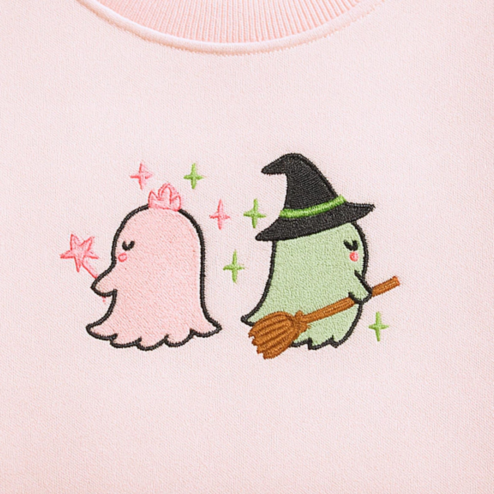 Ghost Wicked Embroidered Kids Sweatshirt, Wicked For Good Embroidered Shirt, Pink Witch Green Witch, Bestie Gifts - Image 2