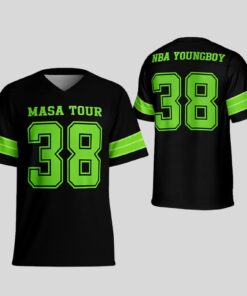 Alternative view of NBA Youngboy Masa Football Jersey, Rap Hip Hop Music Jersey, Vintage Style Jersey