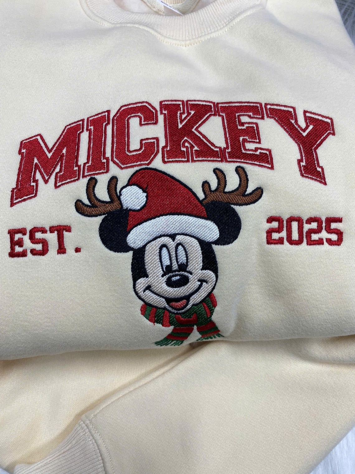 Embroidered Mickey & Minnie Christmas Sweatshirts, Disney Couple Shirts, Matching Family Holiday Sweater, Disneyland Trip Outfit - Image 3