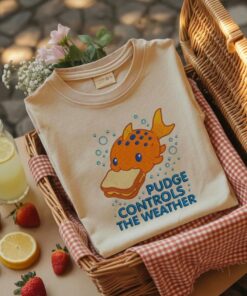 Pudge Controls The Weather Fish Embroidered Shirt