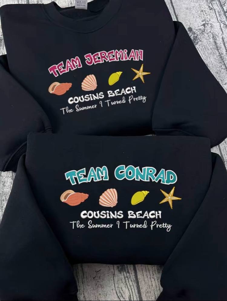 The Summer I Turned Pretty Embroidery Sweatshirt, Team Conrad, Team Jeremiah, Team Cam Shirt - Image 2