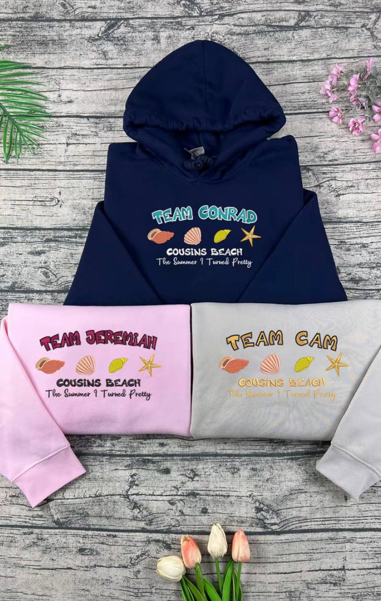 The Summer I Turned Pretty Embroidery Sweatshirt, Team Conrad, Team Jeremiah, Team Cam Shirt