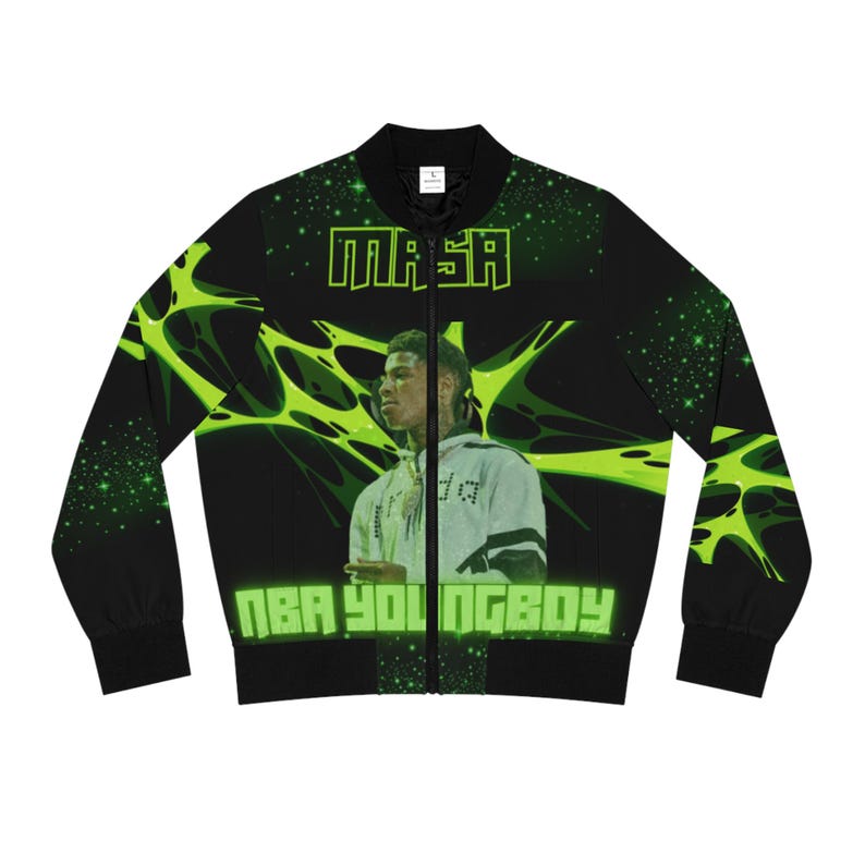 Vintage Green NBA Youngboy Bomber Jacket, Streetwear Jacket, Urban Outfit Masa tour