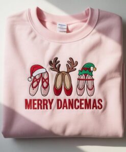 Embroidered Christmas Ballet Sweatshirt, Merry Dancemas, Dance Teacher Gift, Nutcracker Inspired Ballet Embroidered Shirt