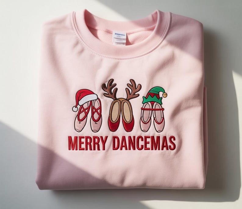 Embroidered Christmas Ballet Sweatshirt, Merry Dancemas, Dance Teacher Gift, Nutcracker Inspired Ballet Embroidered Shirt