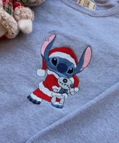 Alternative view of Stitch Christmas Lights Embroidered Sweatshirt, Xmas Stitch Embroidery Sweatshirt