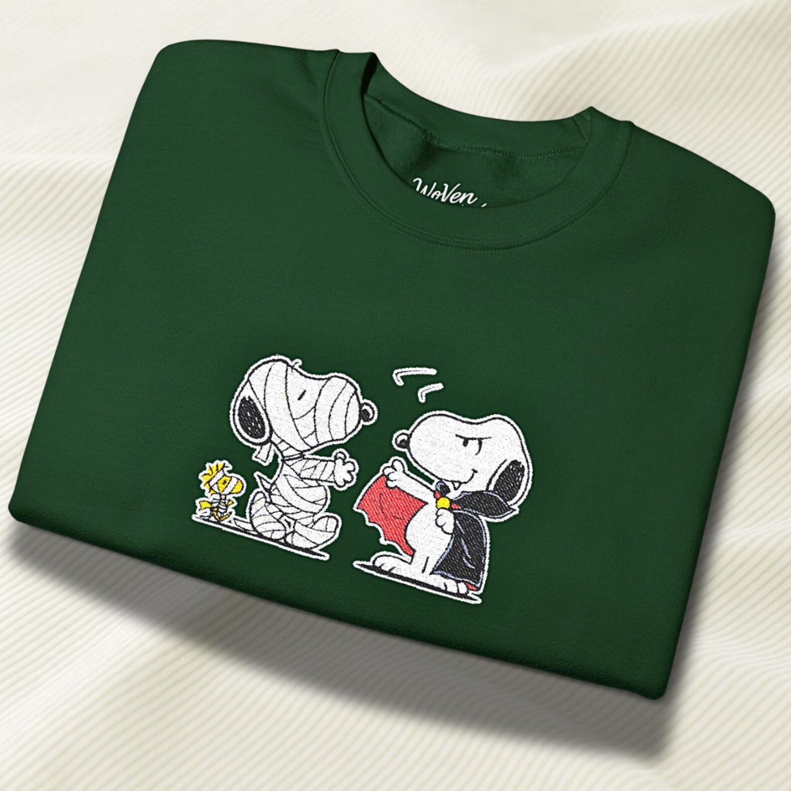 Halloween Embroidered Snoopy Crewneck Sweatshirt, Limited Edition Peanuts Spooky Sweater, Fall Snoopy Embroidered Sweatshirt - Image 4