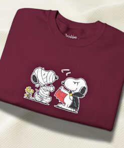 Halloween Embroidered Snoopy Crewneck Sweatshirt, Limited Edition Peanuts Spooky Sweater, Fall Snoopy Embroidered Sweatshirt