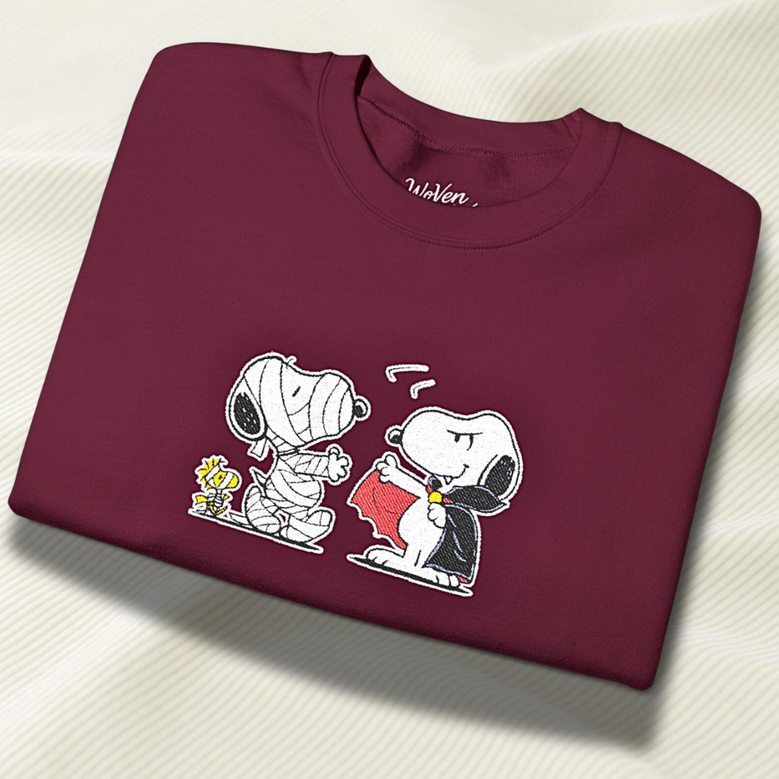 Halloween Embroidered Snoopy Crewneck Sweatshirt, Limited Edition Peanuts Spooky Sweater, Fall Snoopy Embroidered Sweatshirt