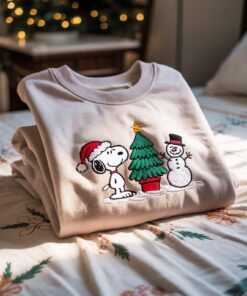 Alternative view of Embroidered Dog Christmas Sweatshirt, Cute Holiday Pullover, Cozy Winter Gift, Peanuts Christmas Crewneck, Unisex Xmas Sweater, Christmas