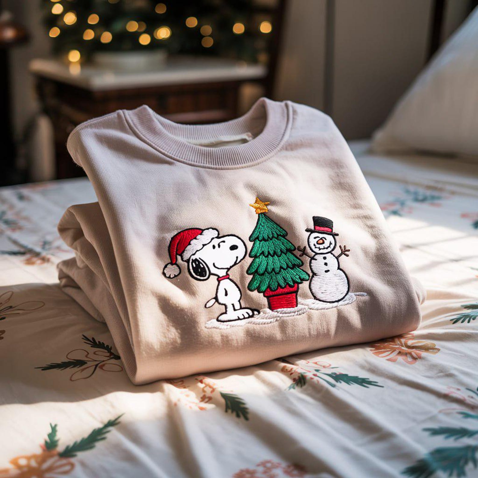 Embroidered Dog Christmas Sweatshirt, Cute Holiday Pullover, Cozy Winter Gift, Peanuts Christmas Crewneck, Unisex Xmas Sweater, Christmas - Image 2
