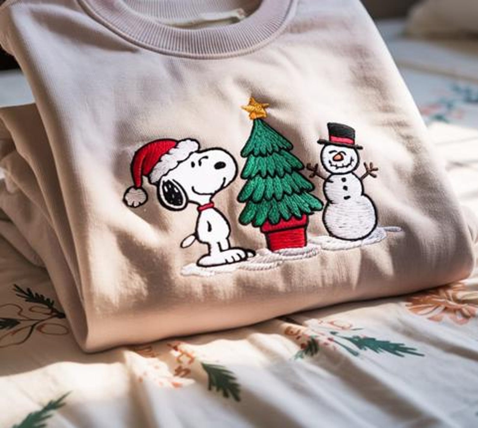 Embroidered Dog Christmas Sweatshirt, Cute Holiday Pullover, Cozy Winter Gift, Peanuts Christmas Crewneck, Unisex Xmas Sweater, Christmas - Image 3