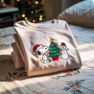 Embroidered Dog Christmas Sweatshirt, Cute Holiday Pullover, Cozy Winter Gift, Peanuts Christmas Crewneck, Unisex Xmas Sweater, Christmas