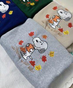 Alternative view of Cute Snoopy Embroidered Sweatshirt, Cute Dog Sweatshirt, Fall Sweatshirt, Pumpkin Crewneck, Halloween Gift, Cozy Fall Aesthetic