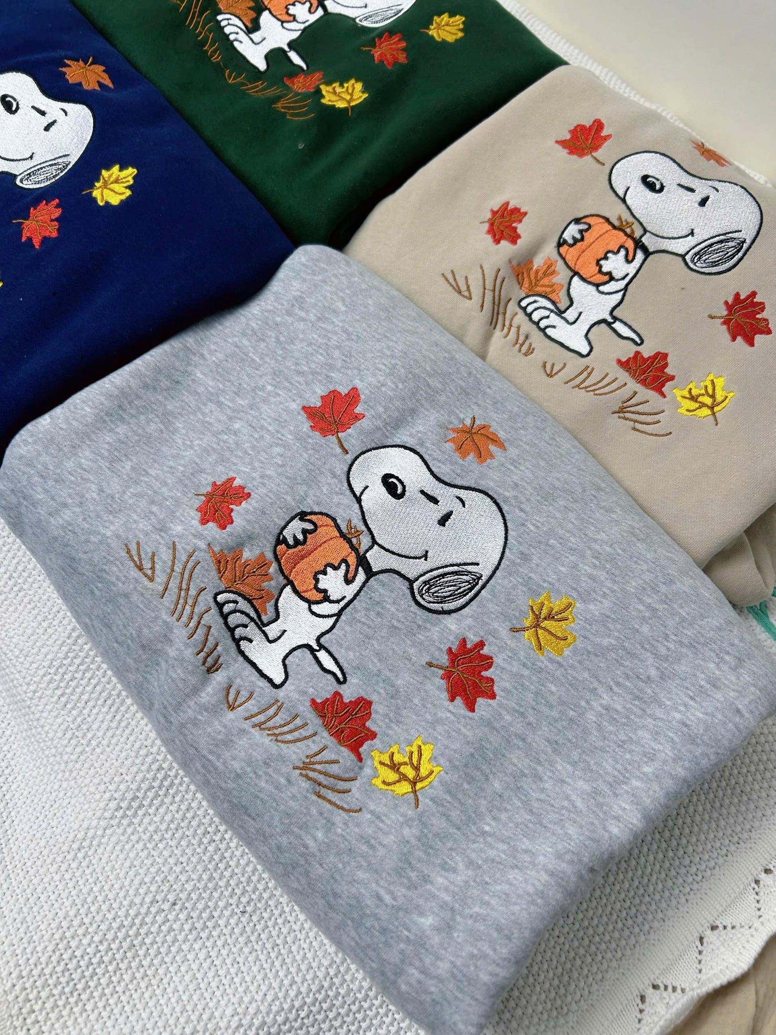 Cute Snoopy Embroidered Sweatshirt, Cute Dog Sweatshirt, Fall Sweatshirt, Pumpkin Crewneck, Halloween Gift, Cozy Fall Aesthetic - Image 2