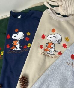 Cute Snoopy Embroidered Sweatshirt, Cute Dog Sweatshirt, Fall Sweatshirt, Pumpkin Crewneck, Halloween Gift, Cozy Fall Aesthetic