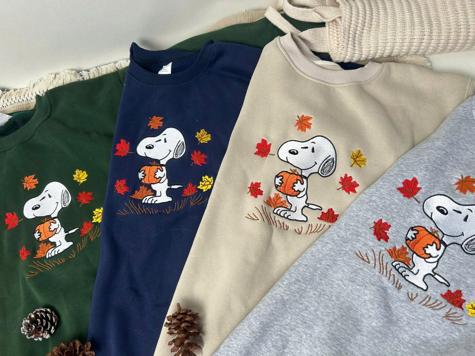 Cute Snoopy Embroidered Sweatshirt, Cute Dog Sweatshirt, Fall Sweatshirt, Pumpkin Crewneck, Halloween Gift, Cozy Fall Aesthetic