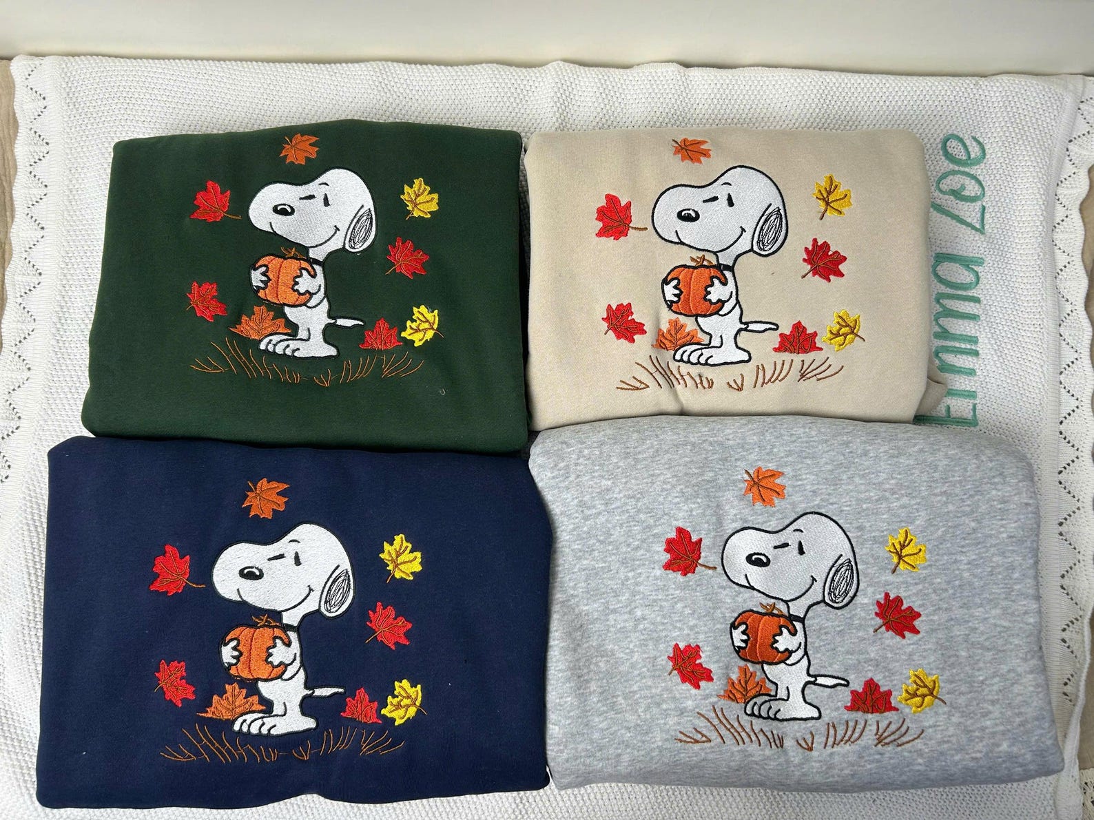 Cute Snoopy Embroidered Sweatshirt, Cute Dog Sweatshirt, Fall Sweatshirt, Pumpkin Crewneck, Halloween Gift, Cozy Fall Aesthetic - Image 3