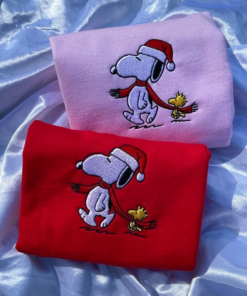 Funny Snoopy Woodstock Christmas Embroidered Sweatshirt, Snoopy Christmas Embroidered Sweatshirt, Christmas Embroidered Sweatshirt