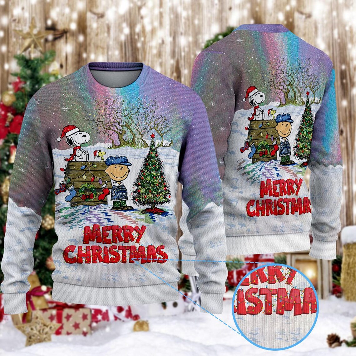 Charlie B Snoopy Christmas Knitted Sweater, Ugly Christmas Sweatshirt