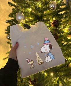 Alternative view of Funny Snoopy Woodstock Christmas Embroidered Sweatshirt, Snoopy Christmas Shirt, Christmas Shirt