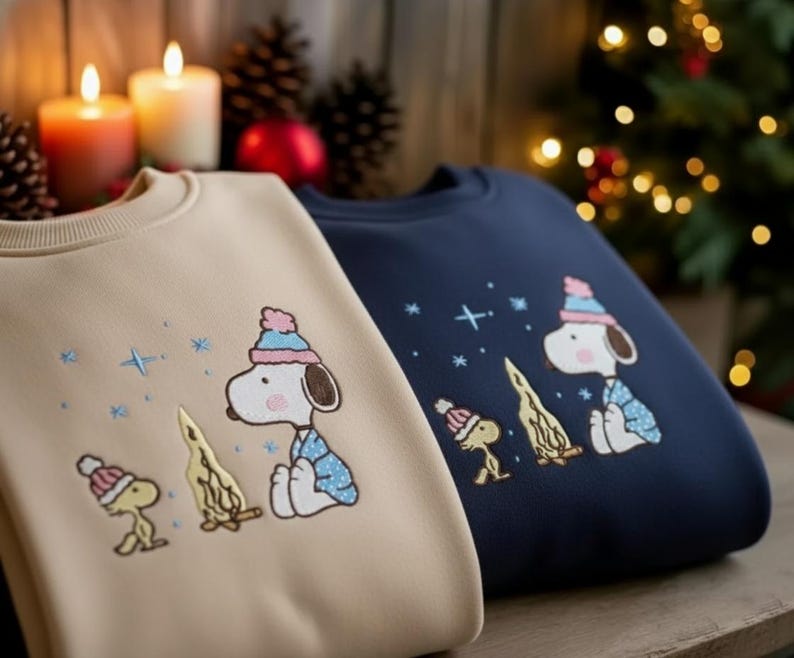 Funny Snoopy Woodstock Christmas Embroidered Sweatshirt, Snoopy Christmas Shirt, Christmas Shirt